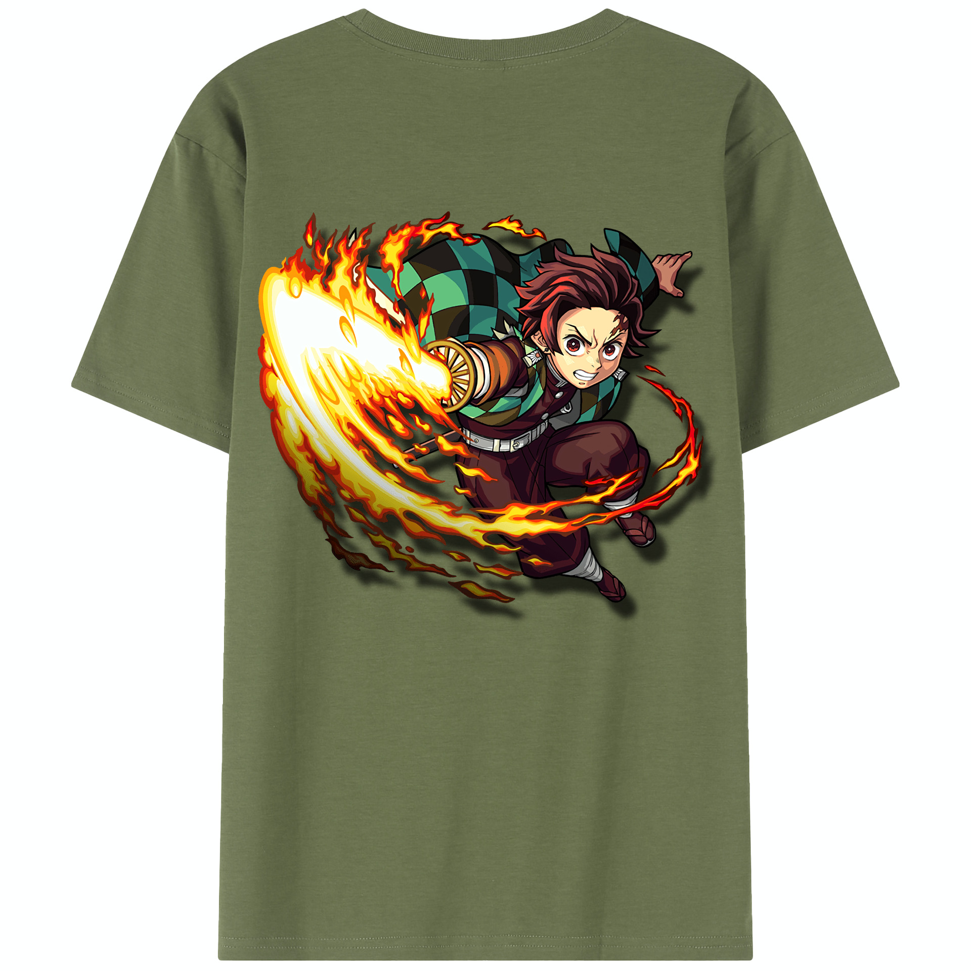 （画像用） 鬼滅の刃 竈門 炭治郎／かまど たんじろう Kamado Tanjirou 綿100％半袖Tシャツ（背面プリント）